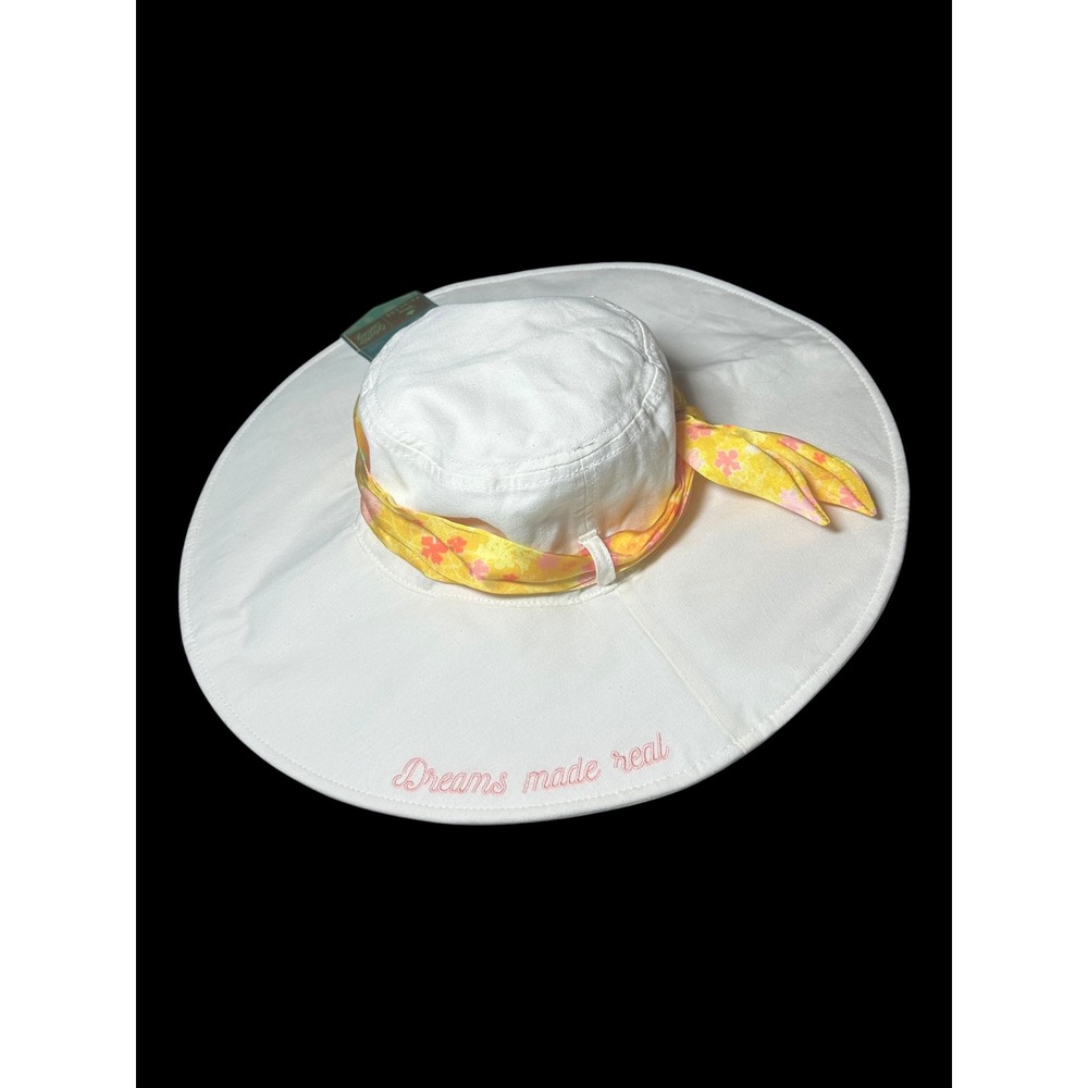 Disney Princess Tiana Color Me Courtney Reversible Sun Hat White Teal Floral NWT